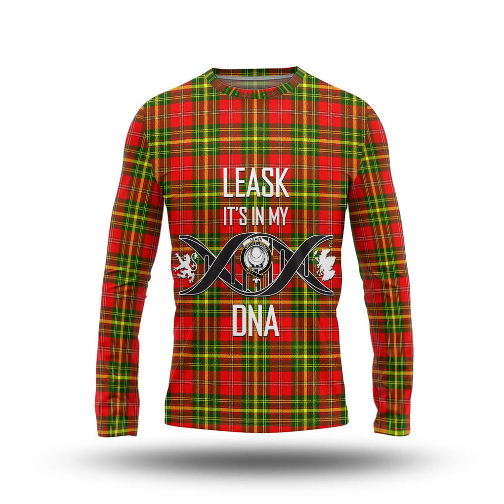 Leask Modern Tartan Long Sleeve T-Shirt with Family Crest DNA In Me Style Unisex - Tartanvibesclothing Shop