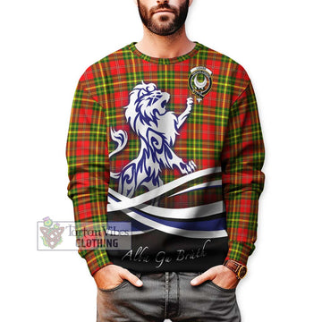 Leask Modern Tartan Sweatshirt with Alba Gu Brath Regal Lion Emblem