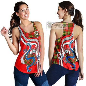 Leask Modern Tartan Women's Racerback Tanks with Epic Bagpipe Style