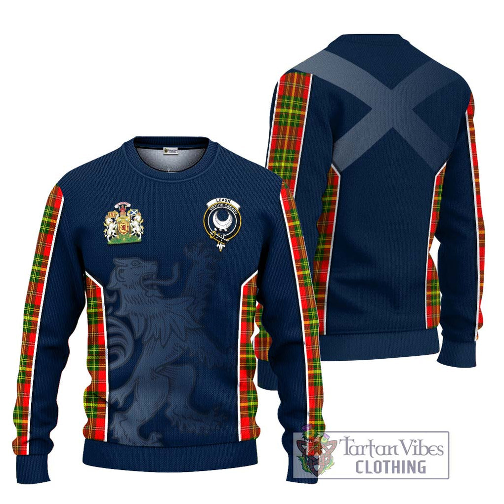 Leask Modern Tartan Knitted Sweater with Family Crest and Lion Rampant Vibes Sport Style Unisex - Tartan Vibes Clothing