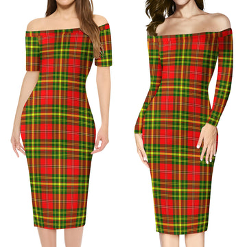 Leask Modern Tartan Off Shoulder Lady Dress