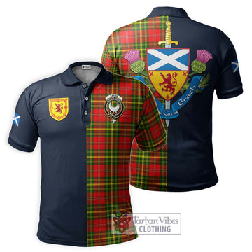 Leask Modern Tartan Polo Shirt Alba with Scottish Lion Royal Arm Half Style