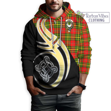 Leask Modern Tartan Hoodie with Family Crest and Celtic Symbol Style