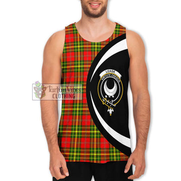 Leask Modern Tartan Men's Tank Top with Family Crest Circle Style