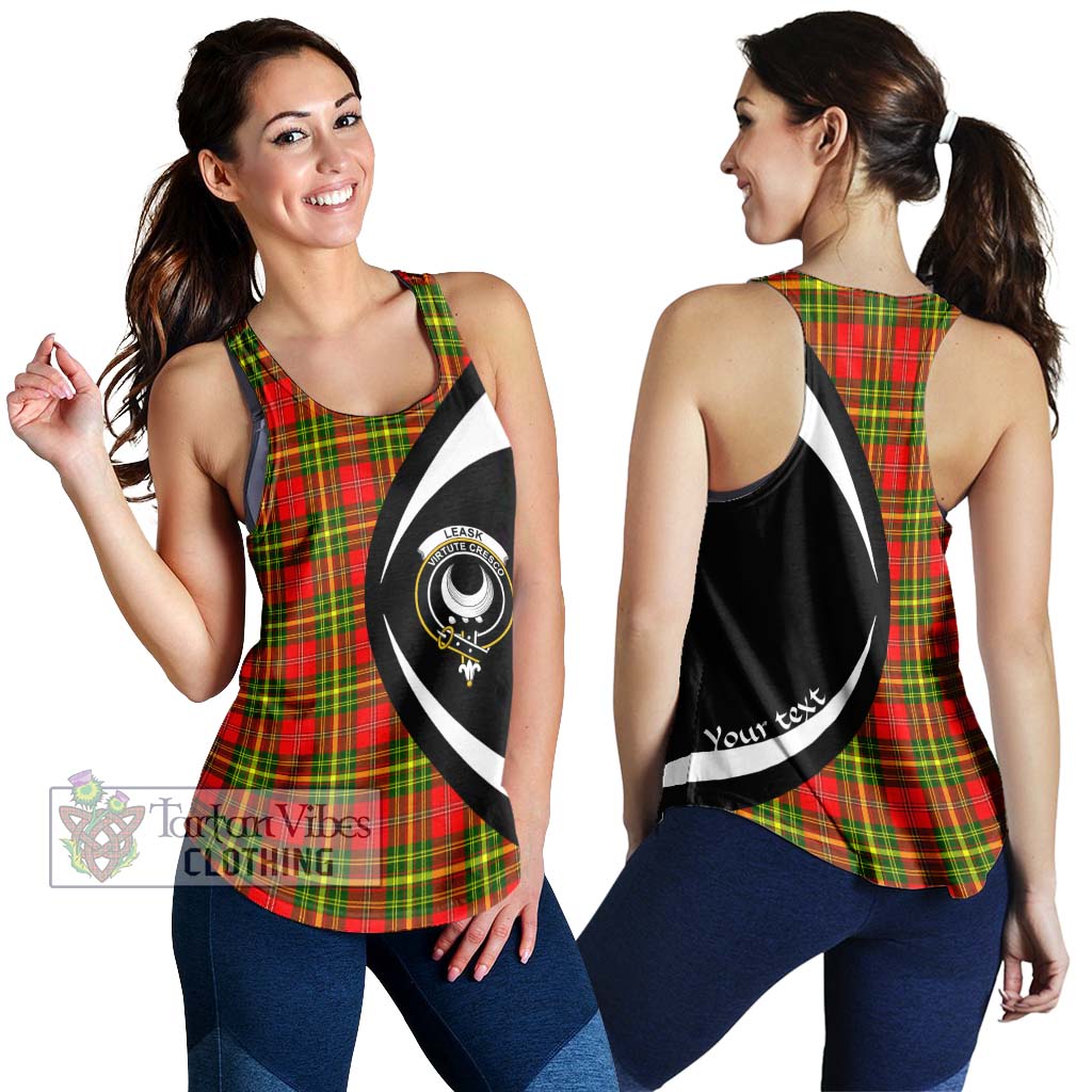 Leask Modern Tartan Women's Racerback Tanks with Family Crest Circle Style 4XL - Tartan Vibes Clothing