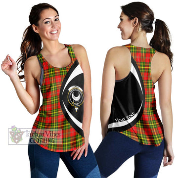 Leask Modern Tartan Women's Racerback Tanks with Family Crest Circle Style