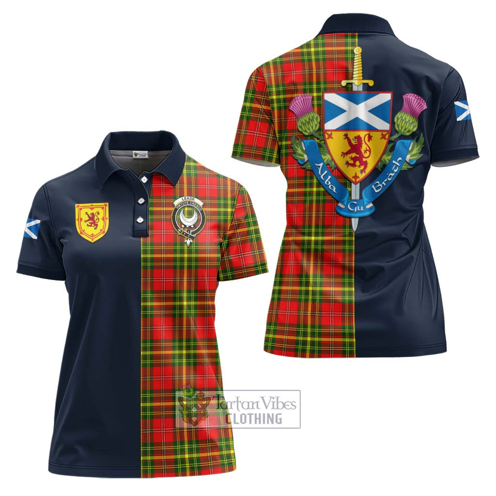 Tartan Vibes Clothing Leask Modern Tartan Women's Polo Shirt with Scottish Lion Royal Arm Half Style