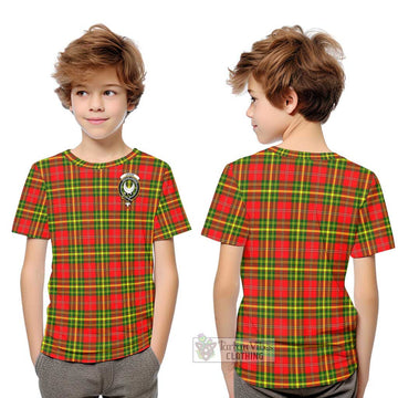 Leask Modern Tartan Kid T-Shirt with Family Crest