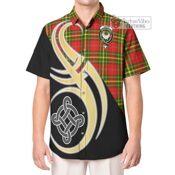 Leask Modern Tartan Short Sleeve Button Shirt with Family Crest and Celtic Symbol Style