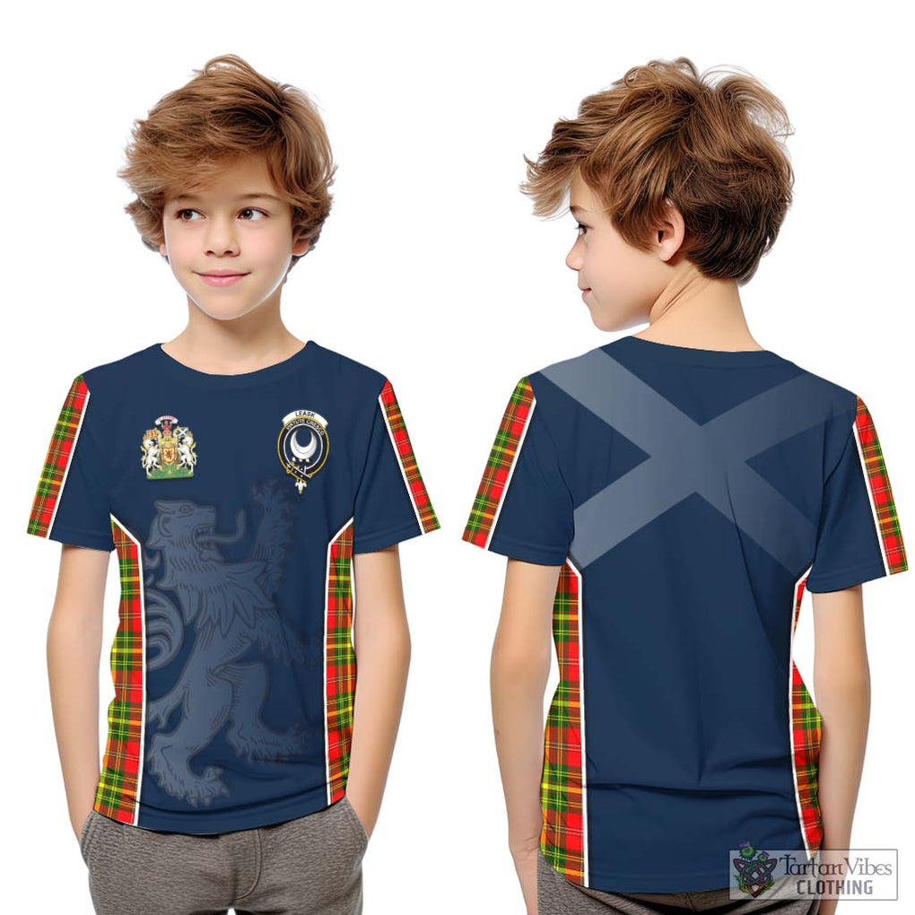 Leask Modern Tartan Kid T-Shirt with Family Crest and Lion Rampant Vibes Sport Style Youth XL Size14 - Tartan Vibes Clothing