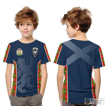 Leask Modern Tartan Kid T-Shirt with Family Crest and Lion Rampant Vibes Sport Style