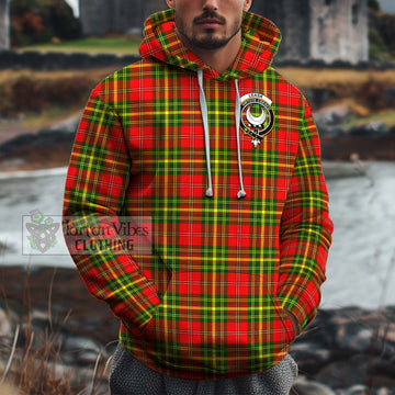 Leask Modern Tartan Cotton Hoodie with Family Crest