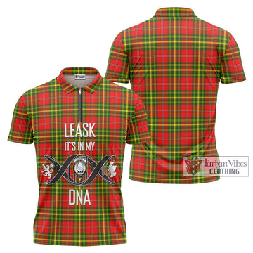 Leask Modern Tartan Zipper Polo Shirt with Family Crest DNA In Me Style