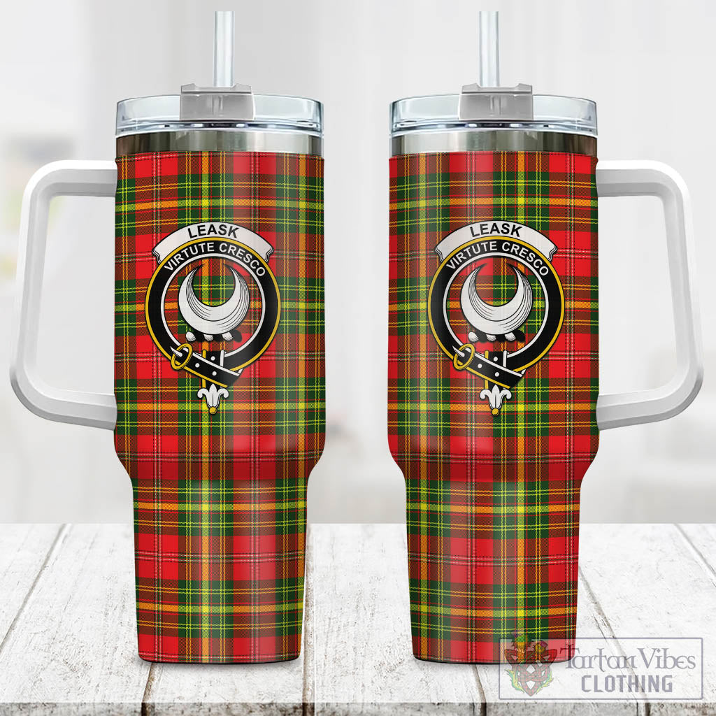 Tartan Vibes Clothing Leask Modern Tartan and Family Crest Tumbler with Handle