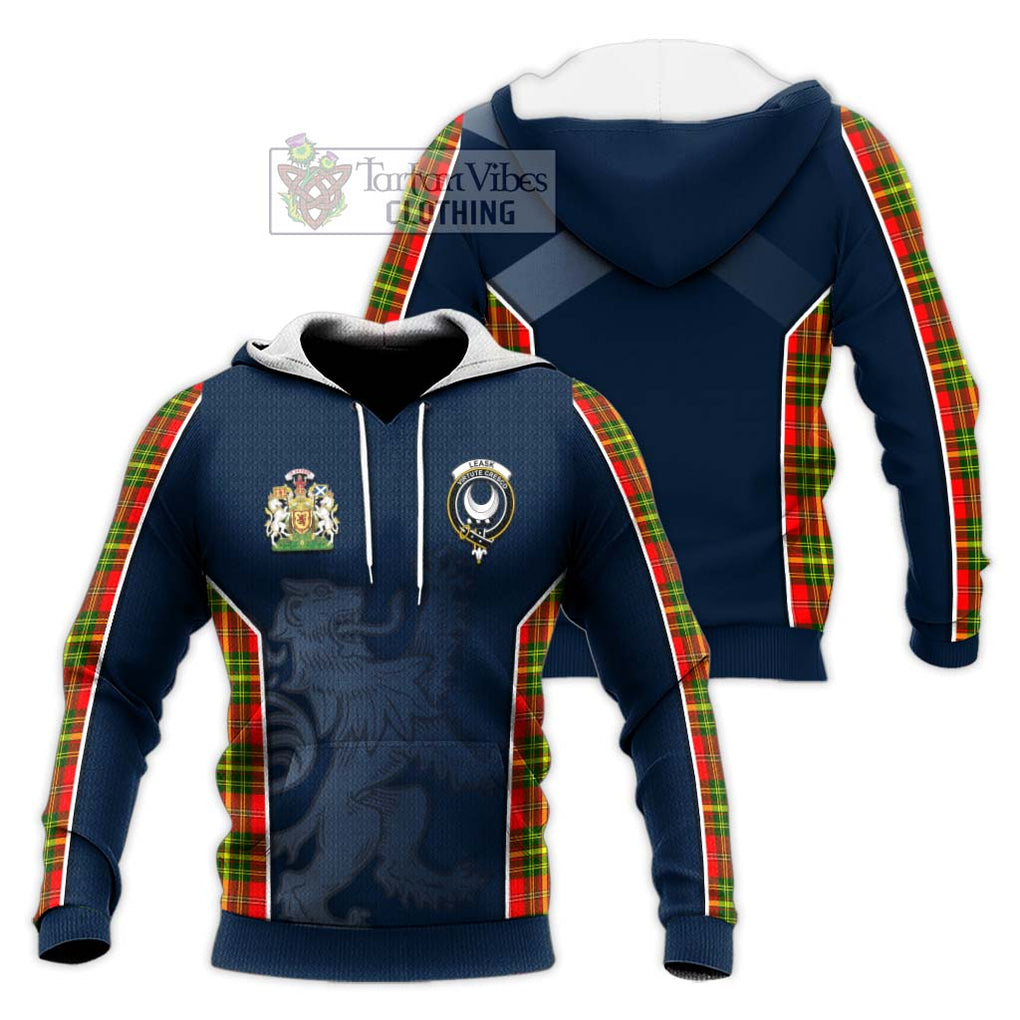 Leask Modern Tartan Knitted Hoodie with Family Crest and Lion Rampant Vibes Sport Style Unisex Knitted Pullover Hoodie - Tartan Vibes Clothing