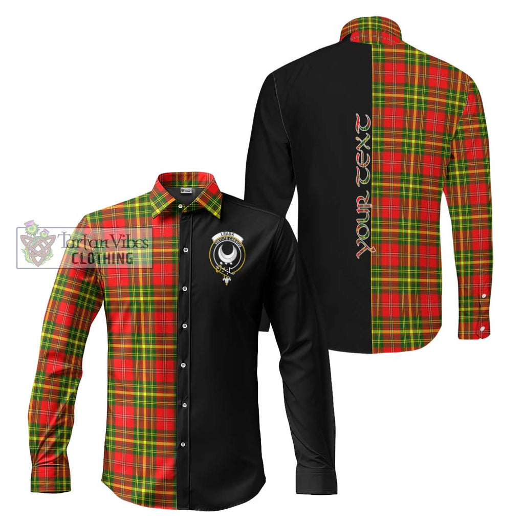 Leask Modern Tartan Long Sleeve Button Shirt with Family Crest and Half Of Me Style Men's Shirt S - Tartanvibesclothing Shop