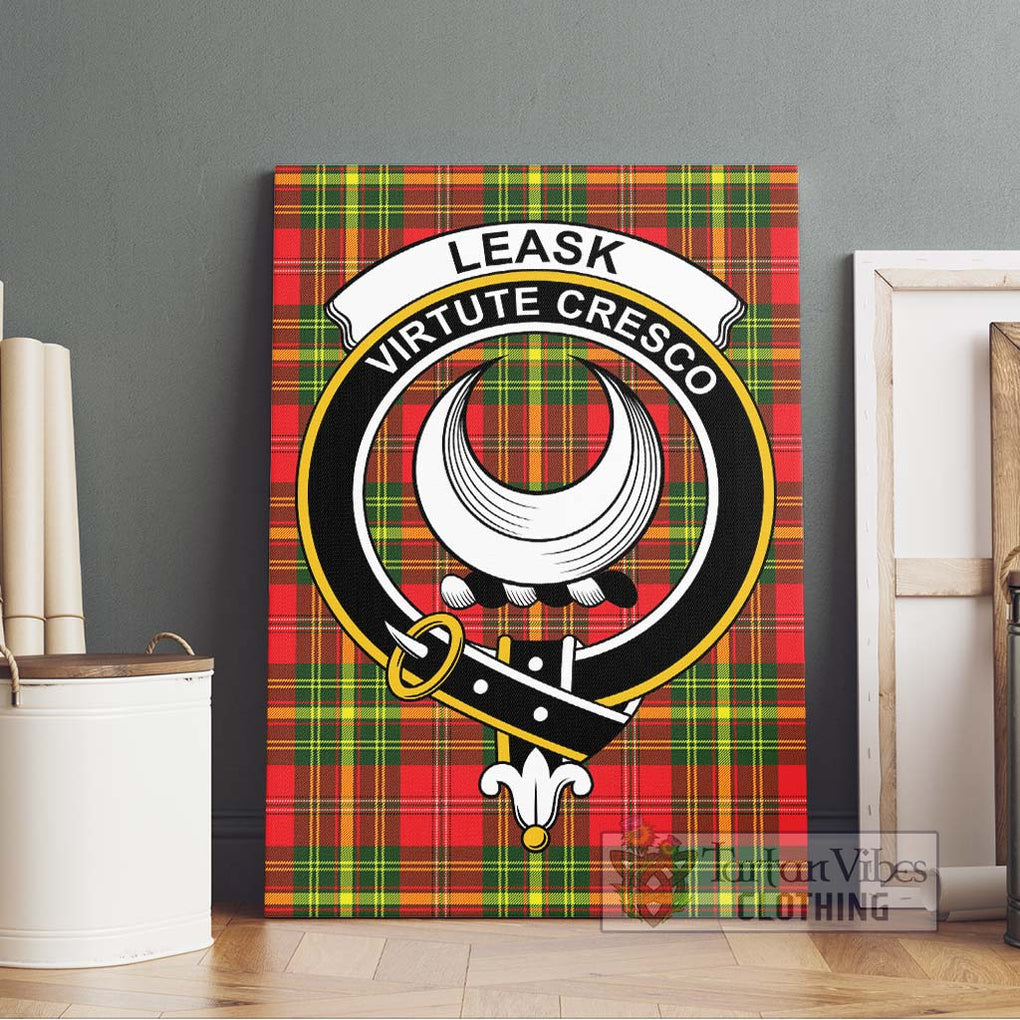 Leask Modern Tartan Canvas Print Wall Art with Family Crest Without Frame - Tartan Vibes Clothing