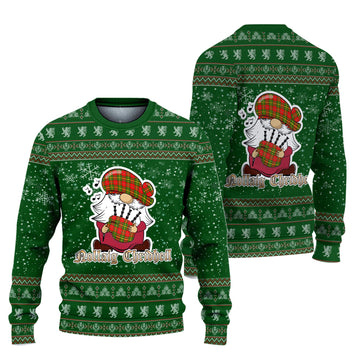 Leask Modern Clan Christmas Family Ugly Sweater with Funny Gnome Playing Bagpipes