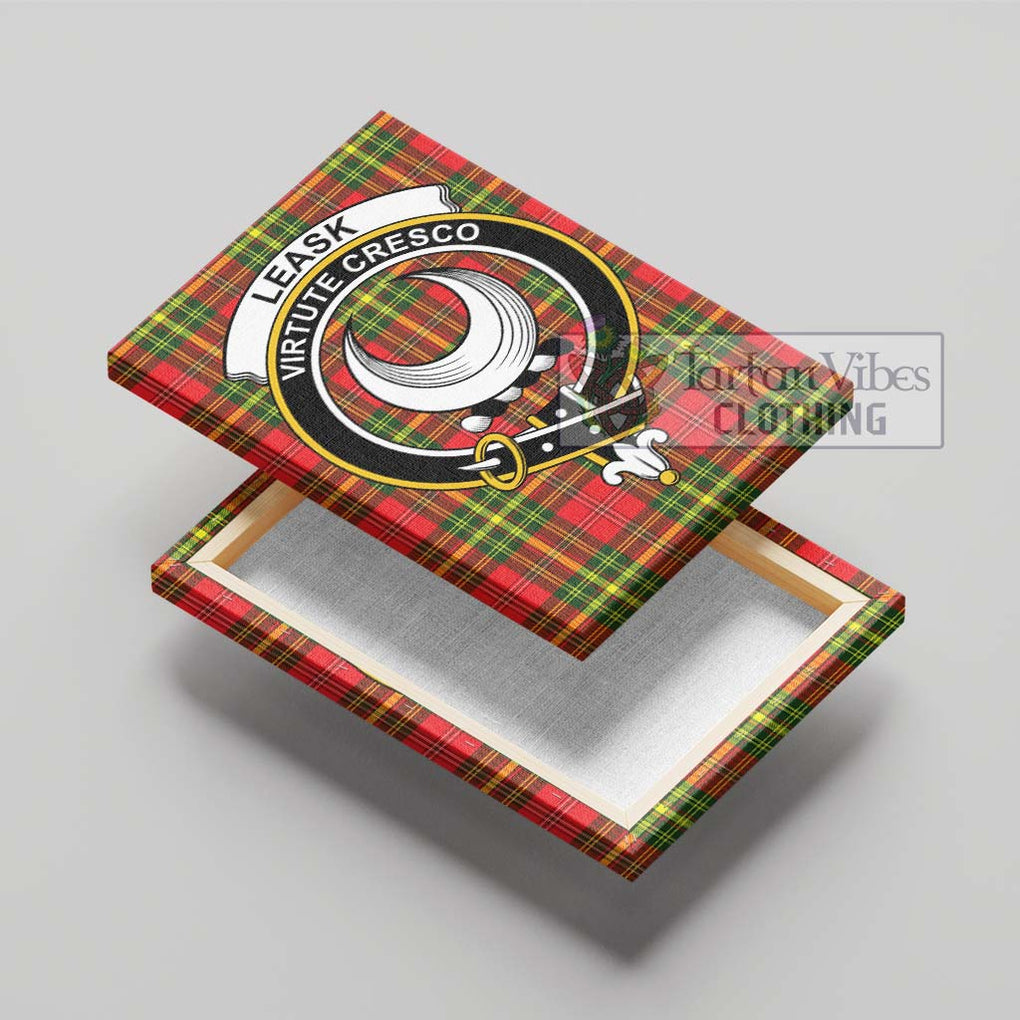 Leask Modern Tartan Canvas Print Wall Art with Family Crest - Tartan Vibes Clothing