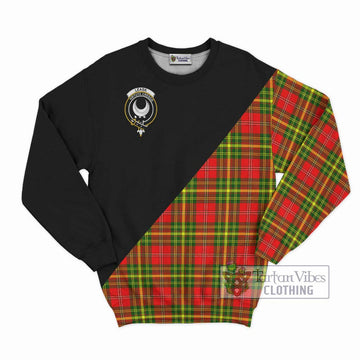 Leask Modern Tartan Sweatshirt with Family Crest and Military Logo Style