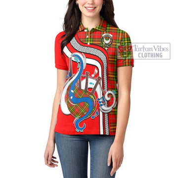 Leask Modern Tartan Women's Polo Shirt with Epic Bagpipe Style