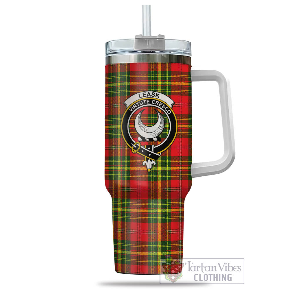 Tartan Vibes Clothing Leask Modern Tartan and Family Crest Tumbler with Handle