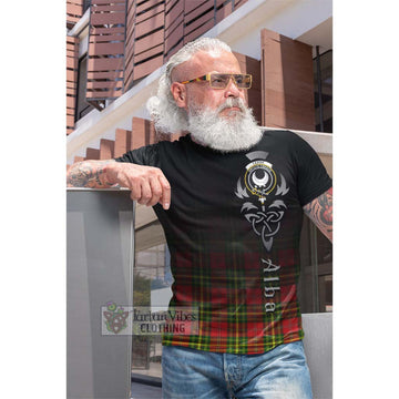 Leask Modern Tartan Cotton T-shirt Featuring Alba Gu Brath Family Crest Celtic Inspired