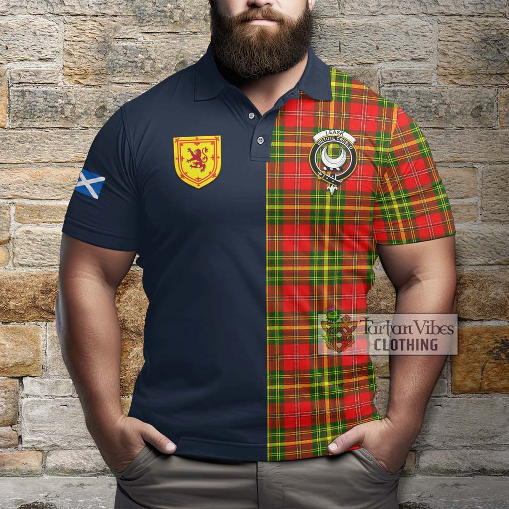 Tartan Vibes Clothing Leask Modern Tartan Polo Shirt with Scottish Lion Royal Arm Half Style