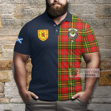 Leask Modern Tartan Polo Shirt Alba with Scottish Lion Royal Arm Half Style