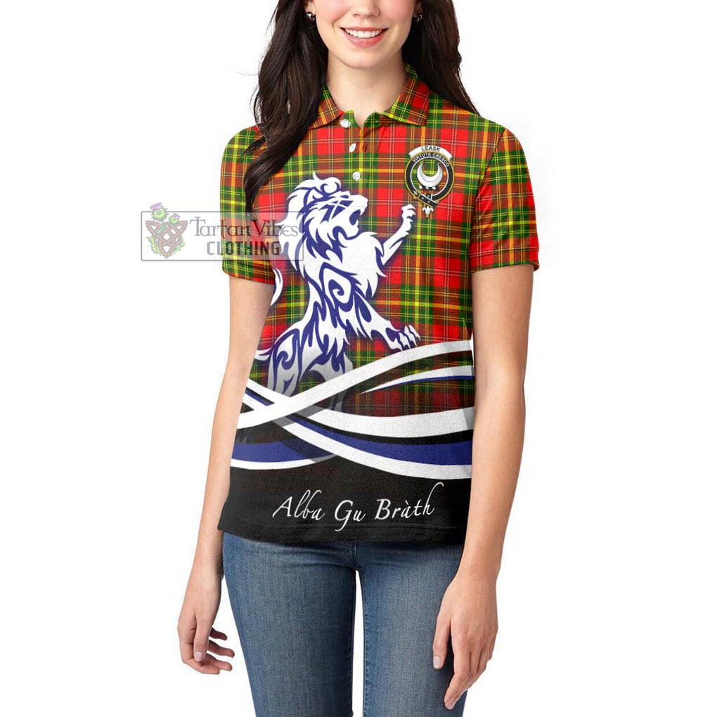 Leask Modern Tartan Women's Polo Shirt with Alba Gu Brath Regal Lion Emblem - Tartanvibesclothing Shop