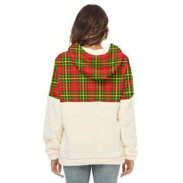 Leask Modern Tartan Women's Borg Fleece Hoodie With Half Zip