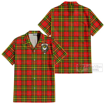 Leask Modern Tartan Cotton Hawaiian Shirt with Family Crest