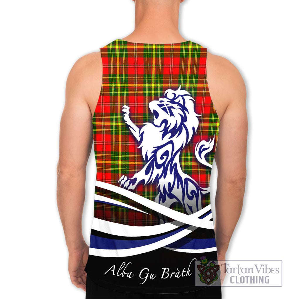 Leask Modern Tartan Men's Tank Top with Alba Gu Brath Regal Lion Emblem - Tartanvibesclothing Shop