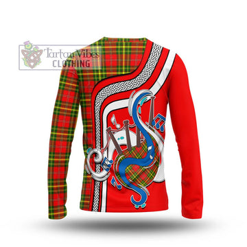 Leask Modern Tartan Long Sleeve T-Shirt with Epic Bagpipe Style