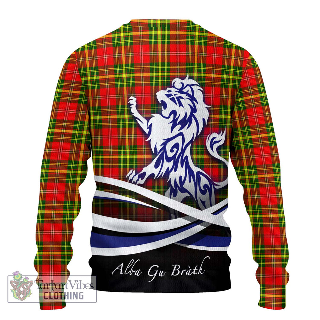 Leask Modern Tartan Knitted Sweater with Alba Gu Brath Regal Lion Emblem - Tartanvibesclothing Shop