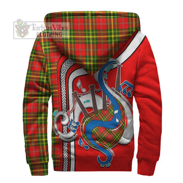 Leask Modern Tartan Sherpa Hoodie with Epic Bagpipe Style