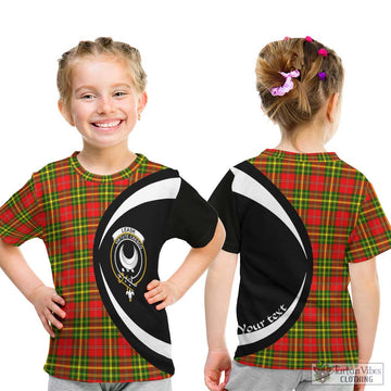 Leask Modern Tartan Kid T-Shirt with Family Crest Circle Style