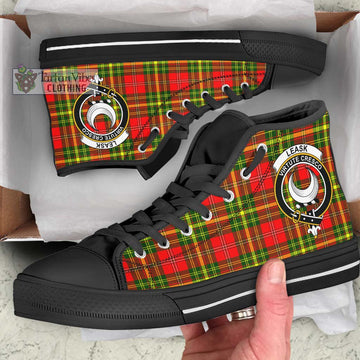 Leask Modern Tartan High Top Shoes with Family Crest