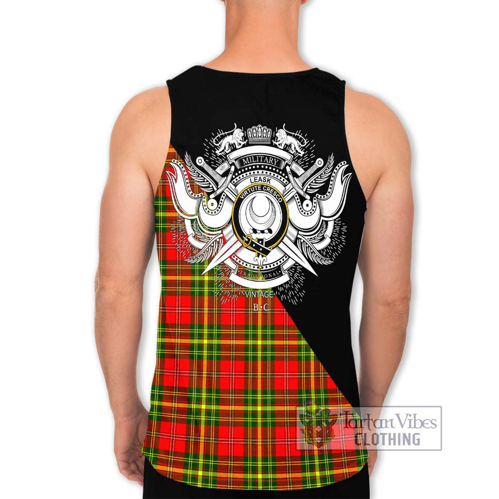 Leask Modern Tartan Men's Tank Top with Family Crest and Military Logo Style - Tartanvibesclothing Shop