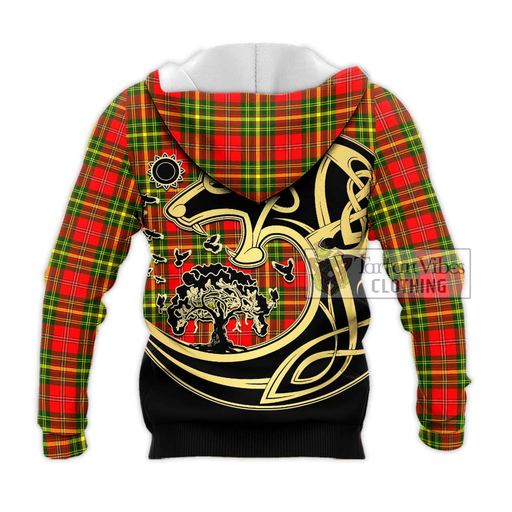 Leask Modern Tartan Knitted Hoodie with Family Crest Celtic Wolf Style - Tartan Vibes Clothing