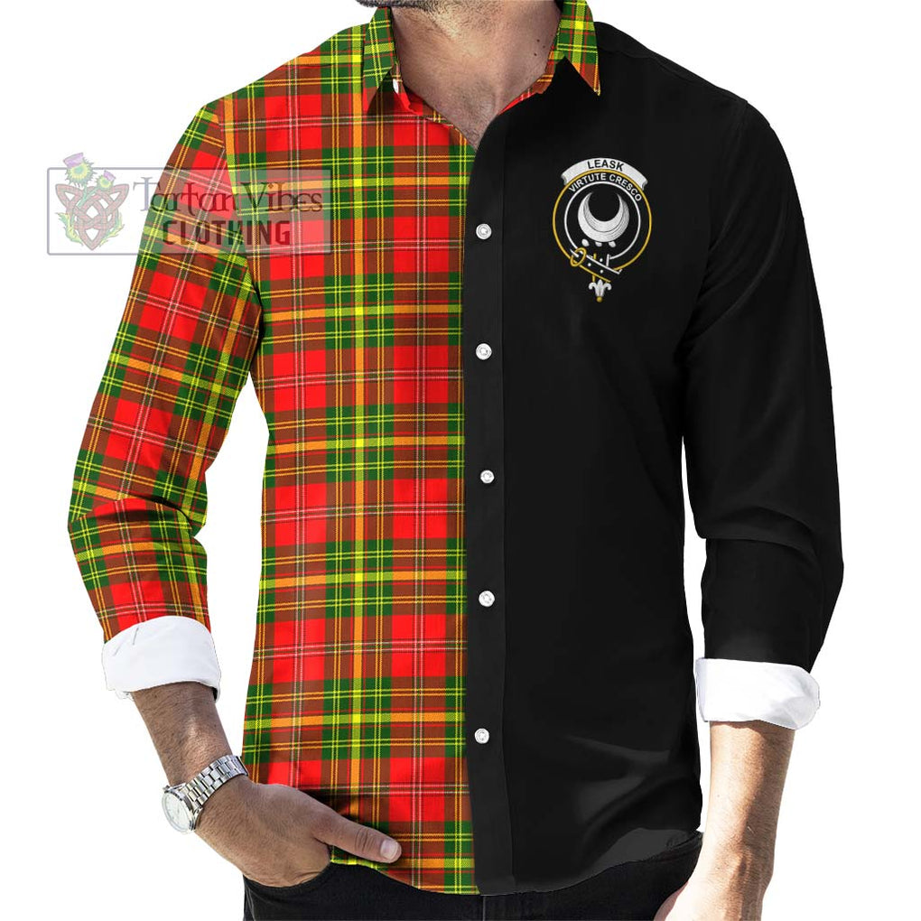 Leask Modern Tartan Long Sleeve Button Shirt with Family Crest and Half Of Me Style - Tartanvibesclothing Shop