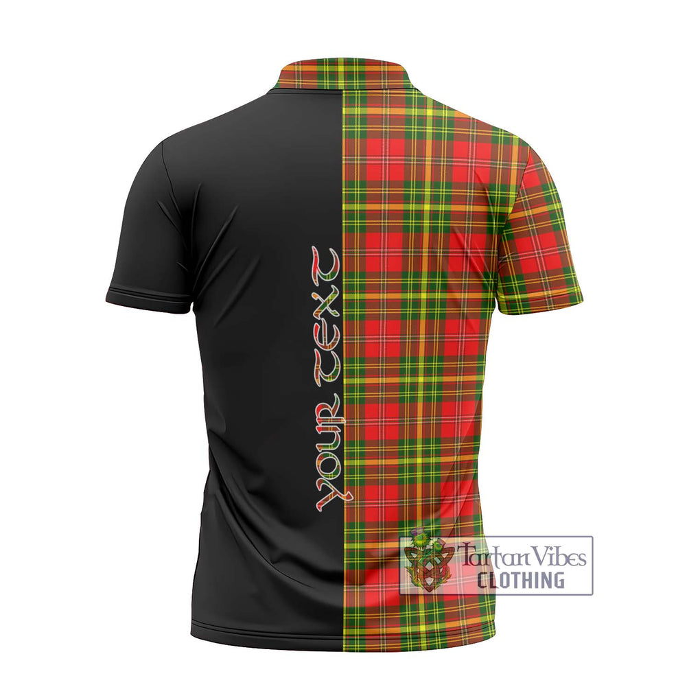 Leask Modern Tartan Zipper Polo Shirt with Family Crest and Half Of Me Style - Tartanvibesclothing Shop