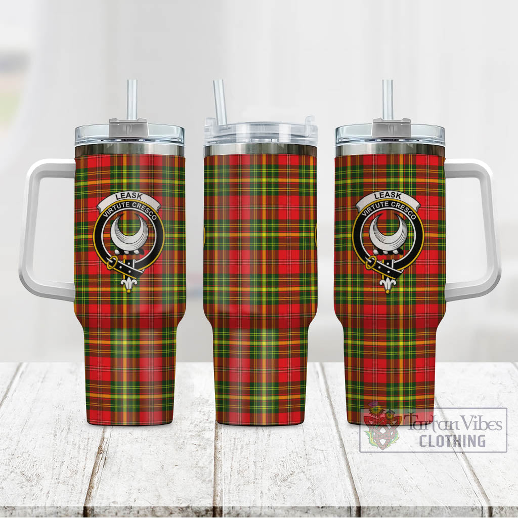 Tartan Vibes Clothing Leask Modern Tartan and Family Crest Tumbler with Handle