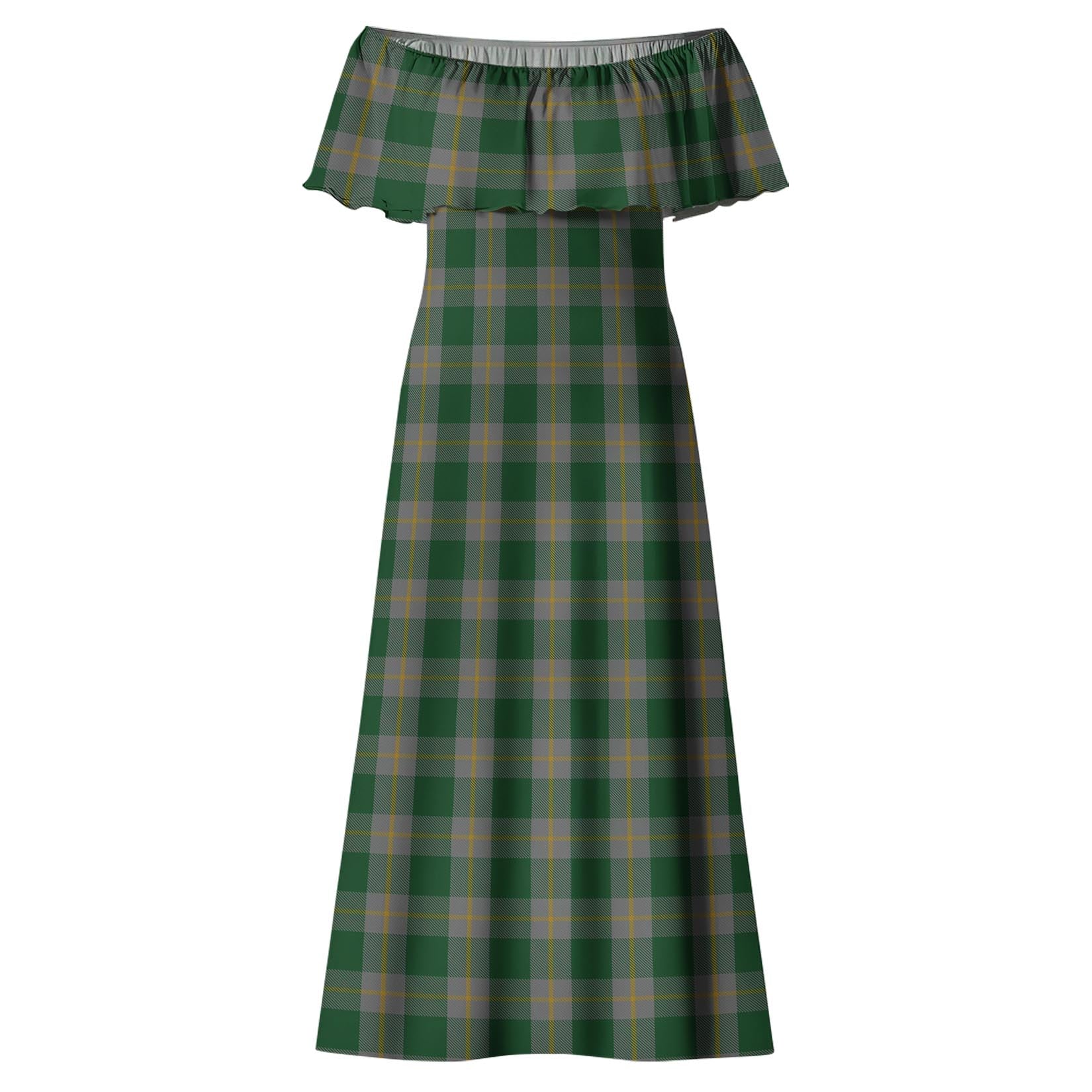 Ledford Tartan Off Shoulder Long Dress - Tartanvibesclothing