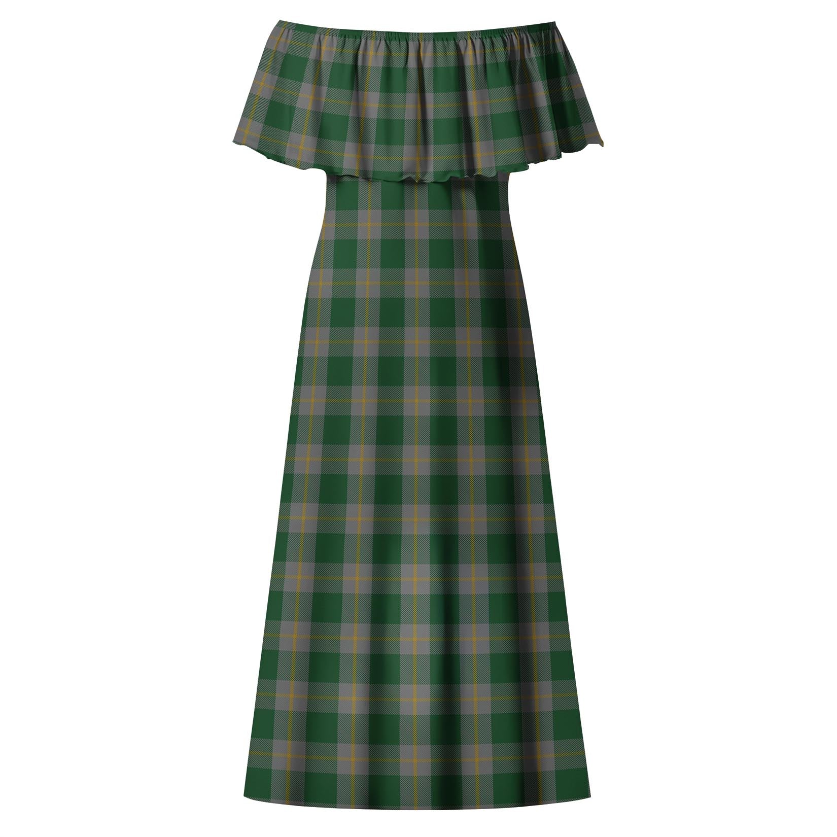 Ledford Tartan Off Shoulder Long Dress - Tartanvibesclothing