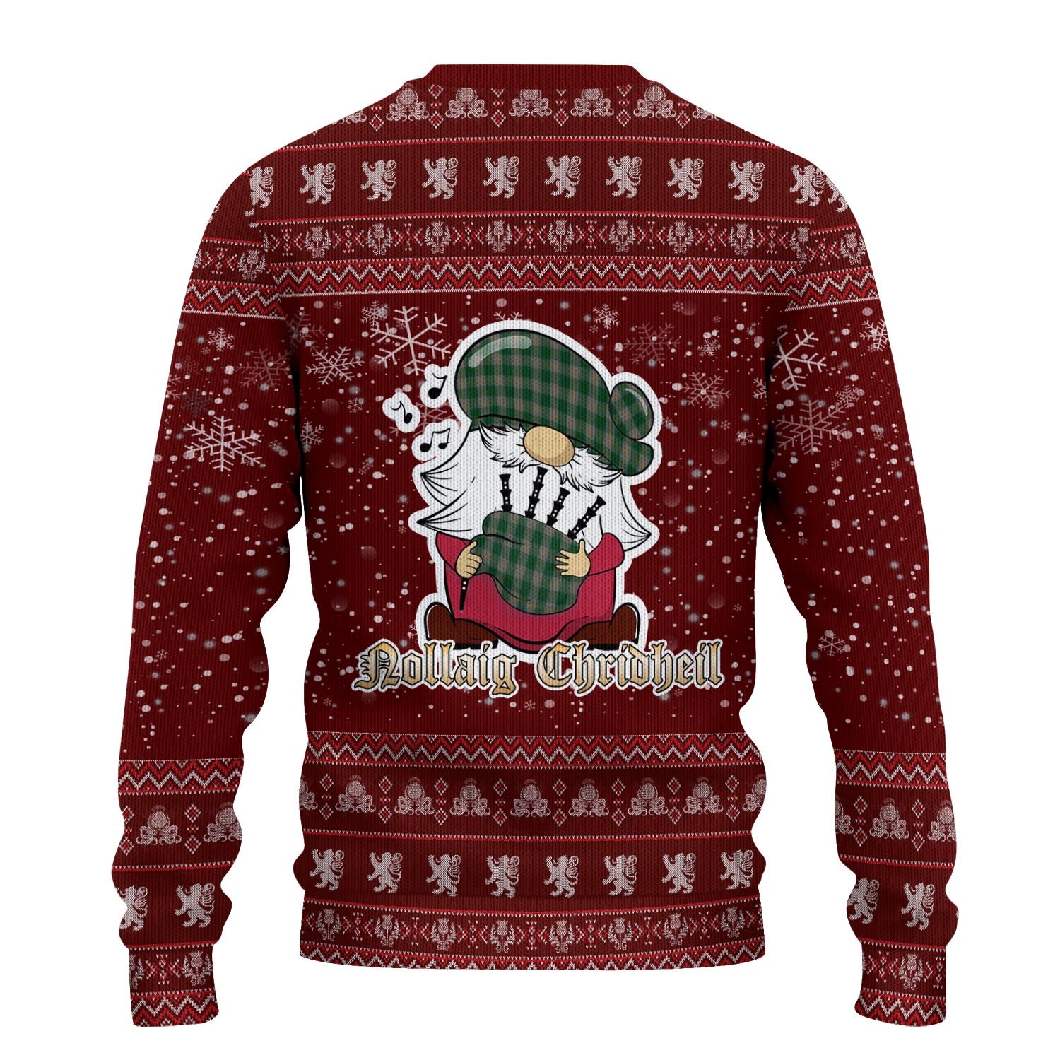Ledford Clan Christmas Family Knitted Sweater with Funny Gnome Playing Bagpipes - Tartanvibesclothing