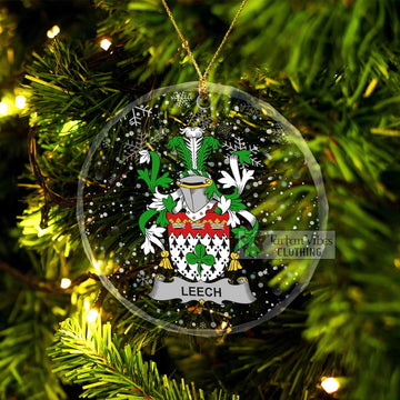 Leech Irish Clan Christmas Glass Ornament with Coat of Arms