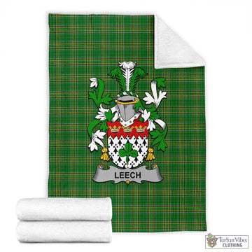 Leech Irish Clan Tartan Blanket with Coat of Arms X-Large 59 x 79 inches 150 x 200 cm - Tartan Vibes Clothing