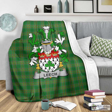 Leech Irish Clan Tartan Blanket with Coat of Arms - Tartan Vibes Clothing