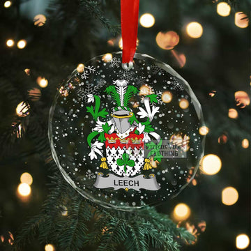 Leech Irish Clan Christmas Glass Ornament with Coat of Arms